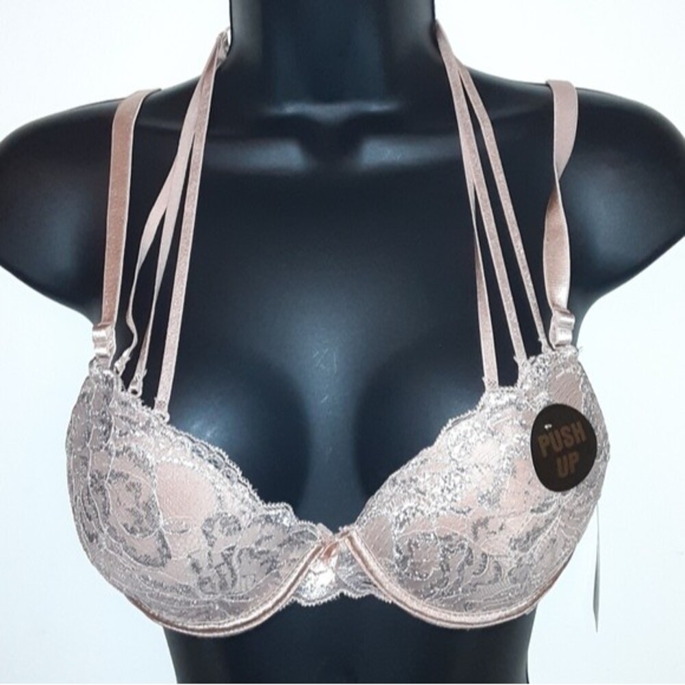 Youmita 32B Tuscany Metallic Lace Strappy Bra NWT